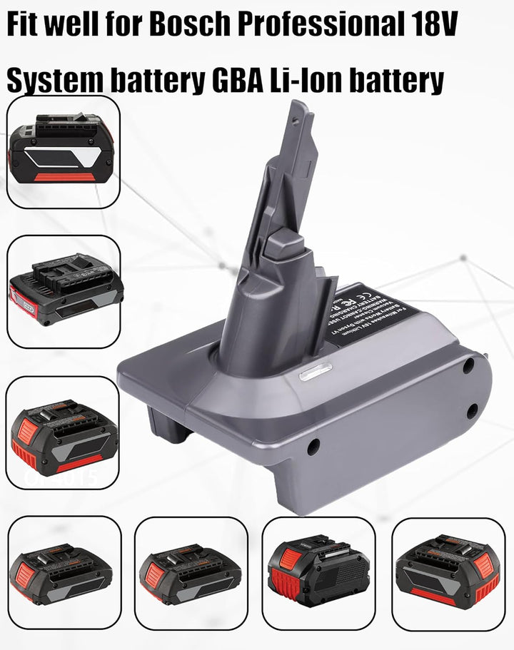 2-in-1 V7/8 Akku-Adapter für Bosch 18V Akku umwandeln für Dyson V7/8 Handstaubsauger Akku kompatibel
