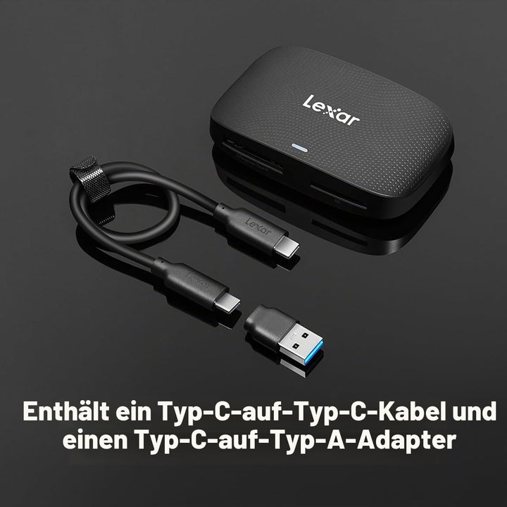 Lexar Professioneller CFexpress Typ B/SD USB 3.2 Gen 2 Leser, Übertragungsgeschwindigkeiten bis zu 1