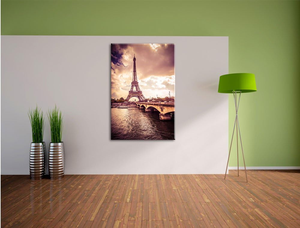Eiffelturm in Paris, Format: 100x70 auf Leinwand, XXL riesige Bilder fertig gerahmt mit Keilrahmen,