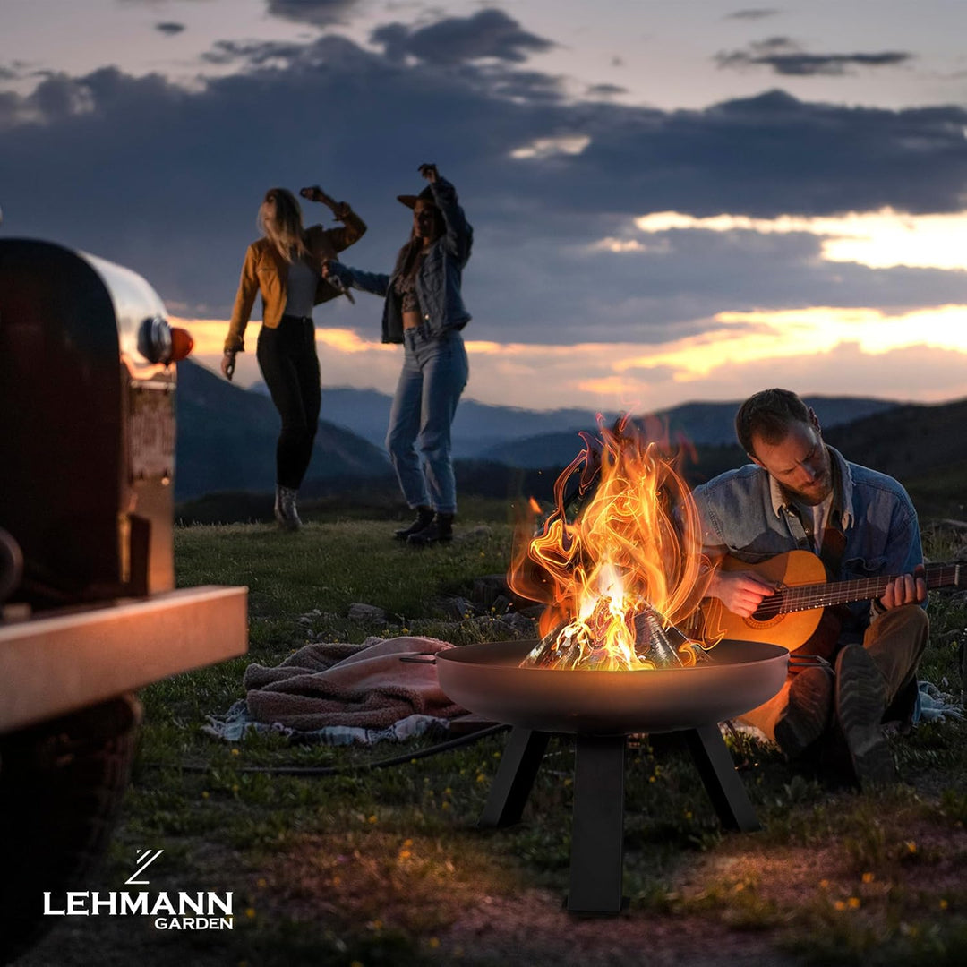 Lehmann LGAFP-6008 Feuerschalen für den Garten | Feuerstelle Lagerfeuer Stahl Ø 60 cm | Feuerkorb fü