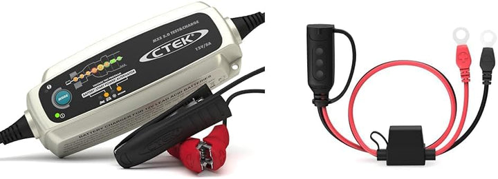 CTEK MXS 5.0 Test & Charge, Batterieladegerät 12V, Batteriepfleger & Indicator Eyelet M6, LED-Anzeig