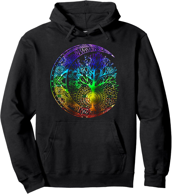 Mandala Mond Chakra Baum des Lebens Pullover Hoodie