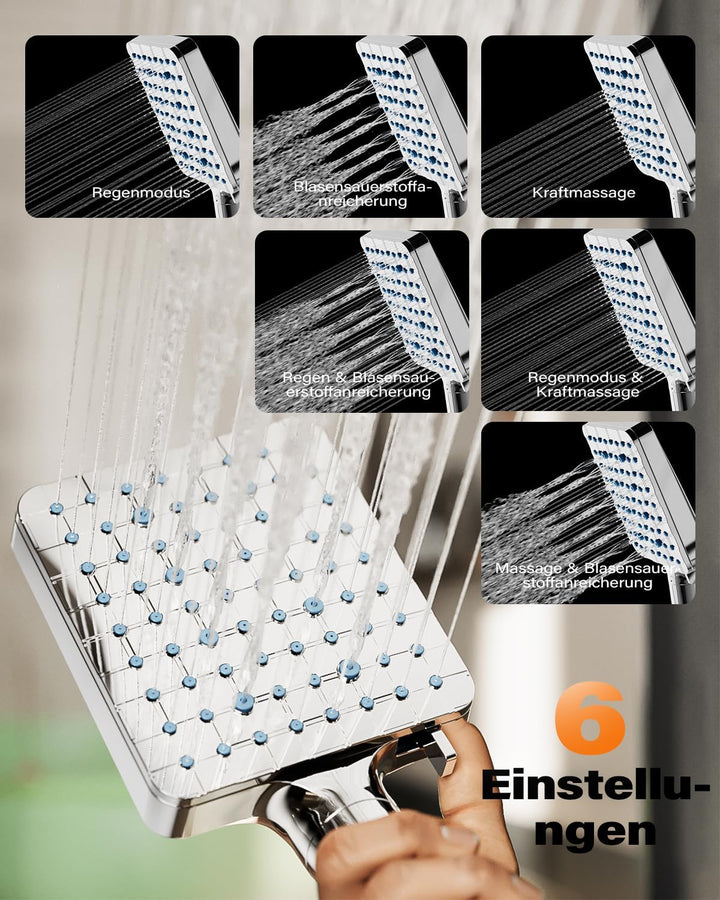 Cobbe Duschkopf mit Filter, Hochdruck Handbrause mit Filtration in 20 Schichten 1,5M Schlauch, 6 Str