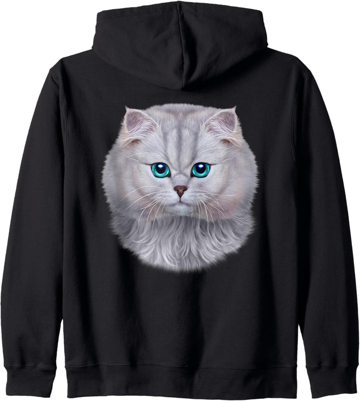 Weisses Katzengesicht Kapuzenjacke