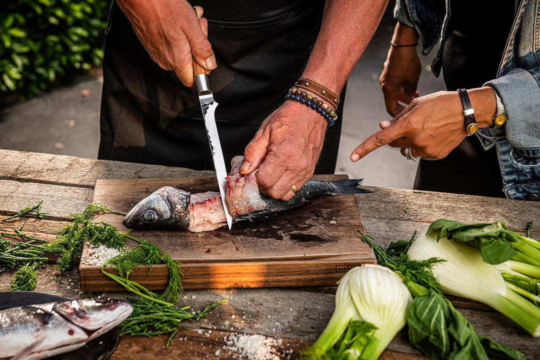 Forged Olive Filetiermesser 18cm, für Fisch und Fleisch, Fischmesser, in Holzkiste