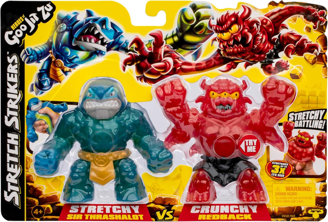 Heroes of Goo Jit Zu Stretch Striker – Versus-Packung, Packung mit 2 Figuren, Dehnbare Actionfiguren