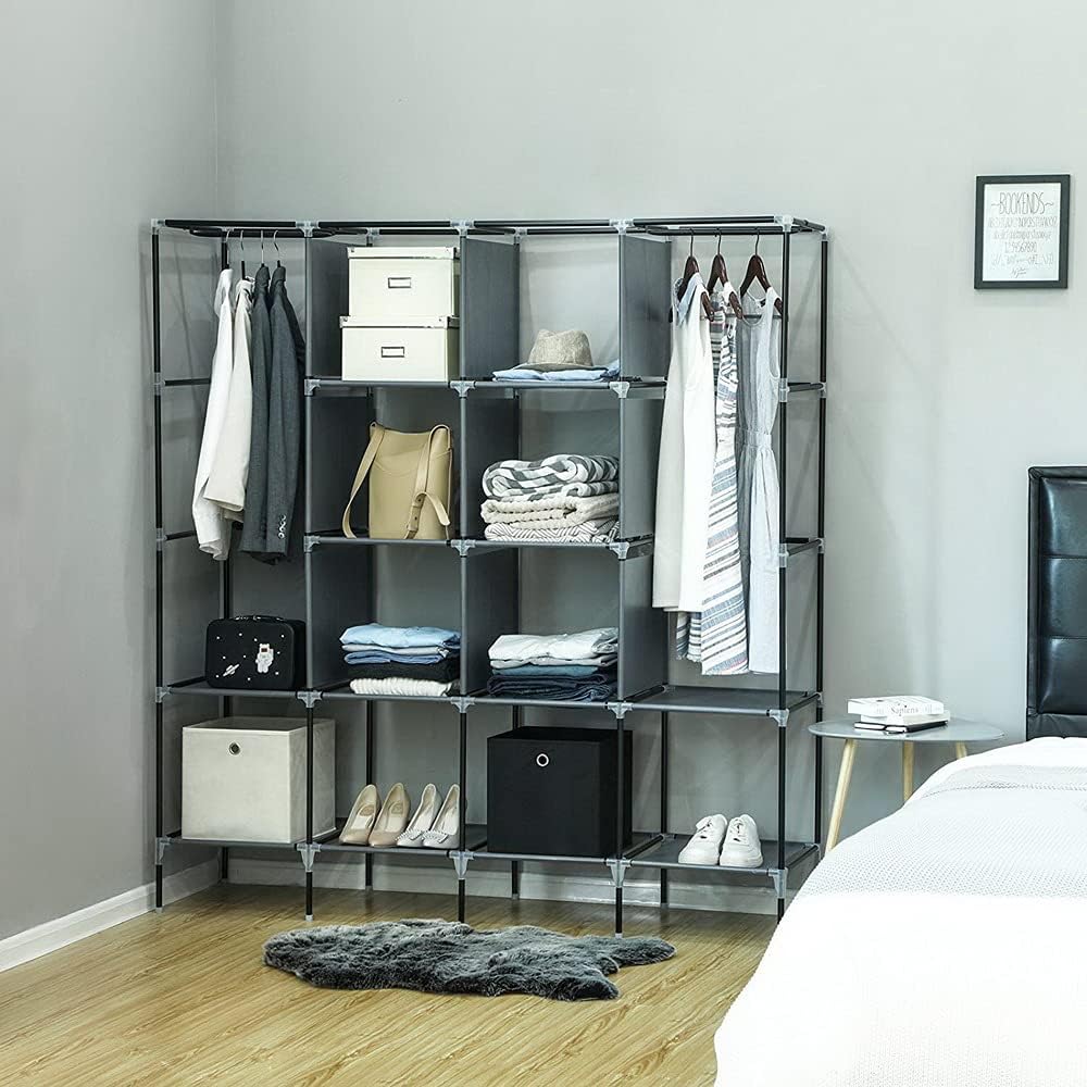 LEADZM Kleiderschrank, Faltschrank Stoffschrank Faltbare Garderobe Canvas mit Reissverschluss, Fäche