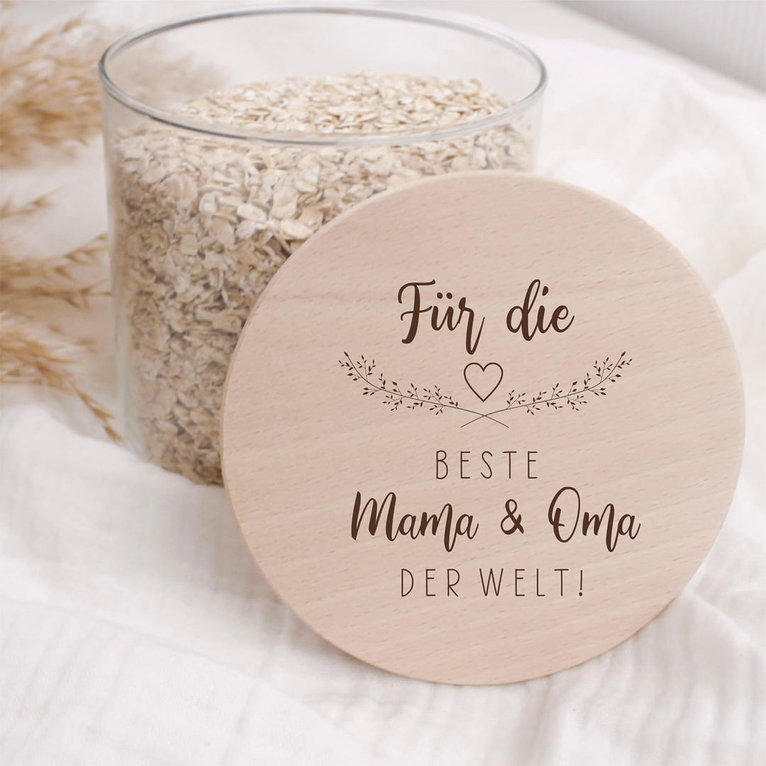 Vorratsglas 530ml Für die beste Mama & Oma der Welt - Aufbewahrungsglas Geschenkidee Keksdose Vorrat