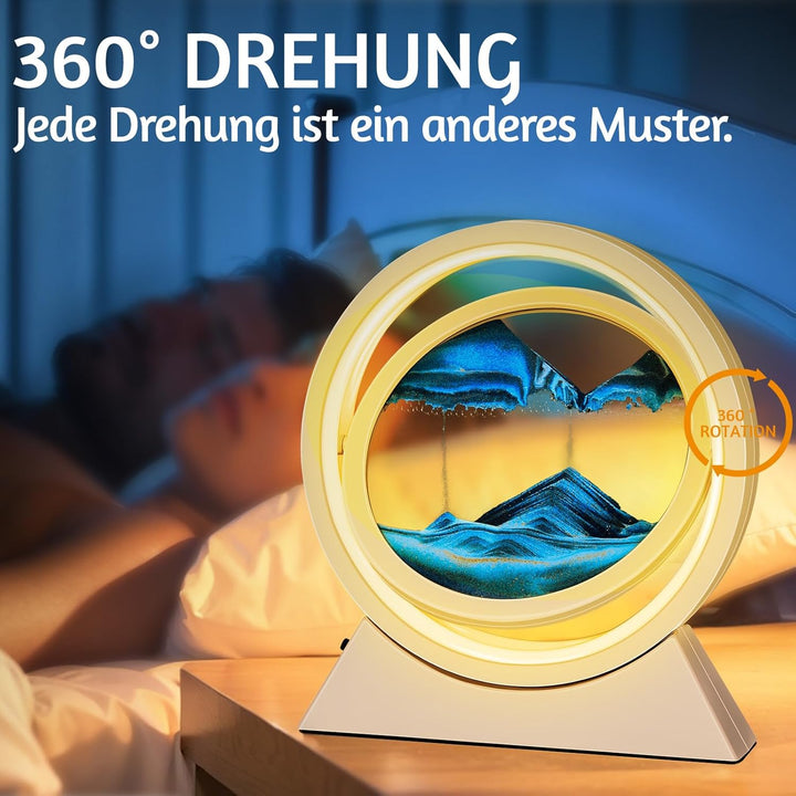 Ulikey Sandbilder Zum Drehen, 3D Dynamische Sandbild mit Led Licht, 10 Zoll Bewegende Sandkunst, Fli