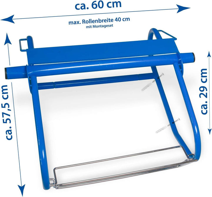 Wandhalter mit Müllsackhalterung für Putztuchrollen | für Industrierolle bis 40 cm Breite | Putzroll