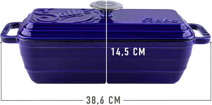Sallys Gusseisen Brot- Backform Baba - Inklusive Brotskalpell (Royal Blue Majolika), Royal Blue Majo