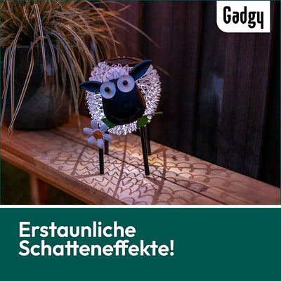 Gadgy Solarlampen für aussen - Schaf Gartendeko Solar mit Schatteneffekt - Metall Gartenfiguren - So