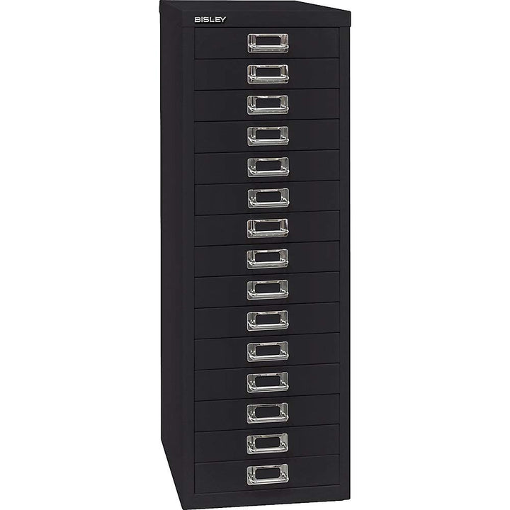 BISLEY MultiDrawer, 39er Serie, DIN A4, 15 Schubladen, Metall, 633 Schwarz, 38 x 27.9 x 86 cm