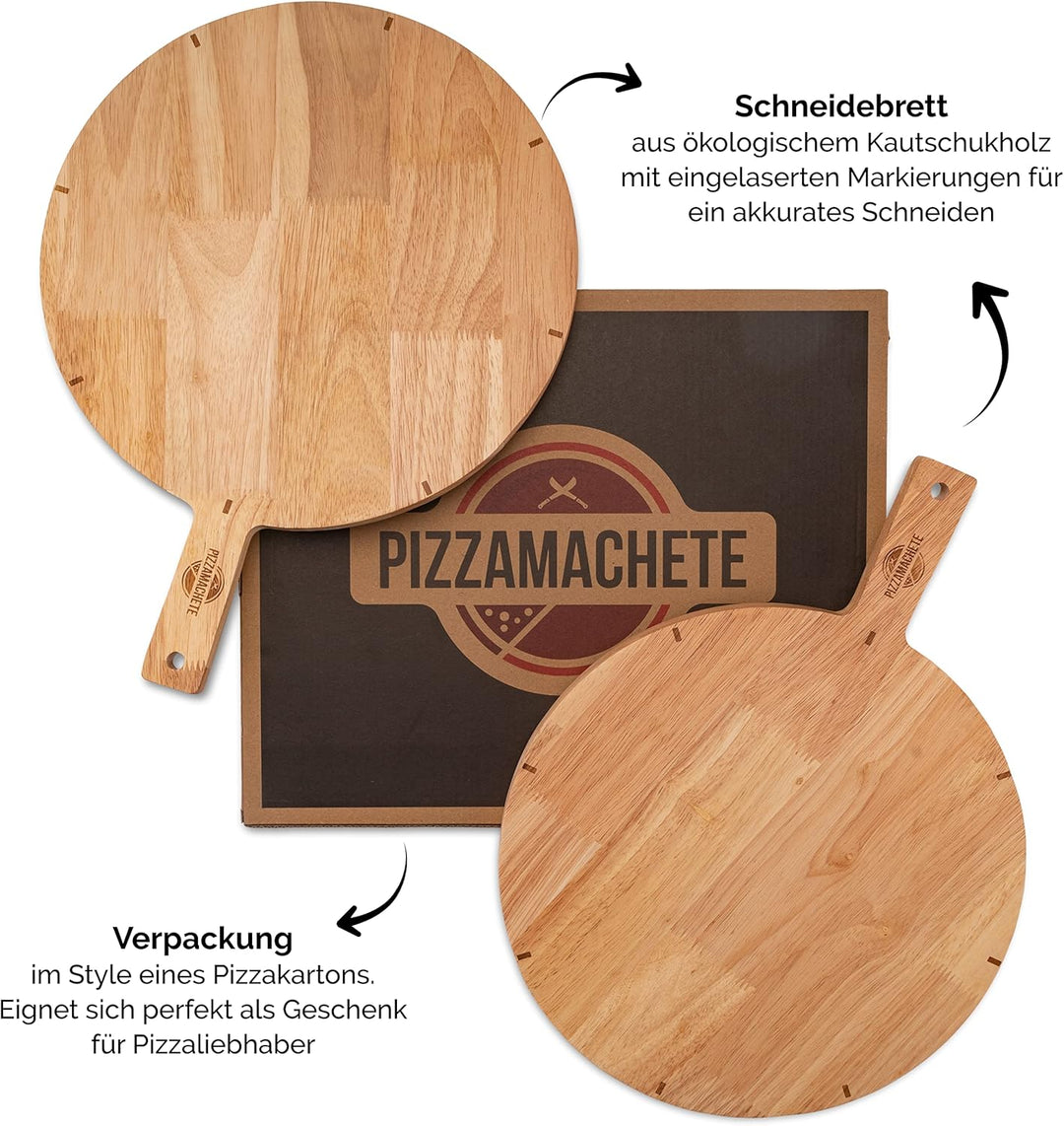 Pizzateller Holz, Pizzabrett aus Kautschukholz, Pizza-Zubehör zu Hause, Schneidebrett rund, Plate ,