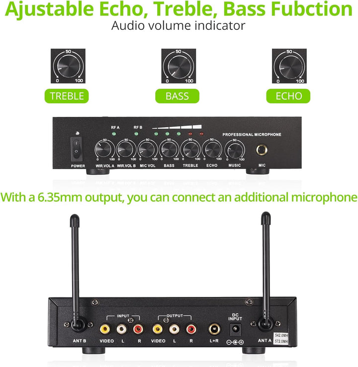 LiNKFOR UHF Drahtloses Mikrofon Karaoke-Mikrofon Drahtlos Bluetooth 4.2 UHF Drahtloses Mikrofon Hand