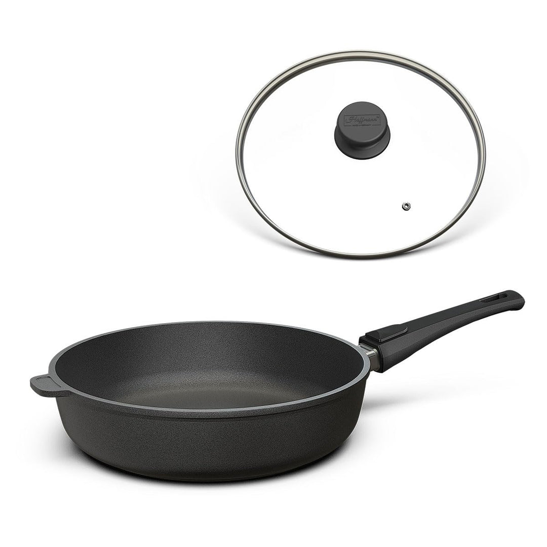 Hoffmann Aluguss Bratpfanne 28 cm Induktion Hoher Rand 7 cm Innenhöhe I Pfanne Induktionsherd I Schm