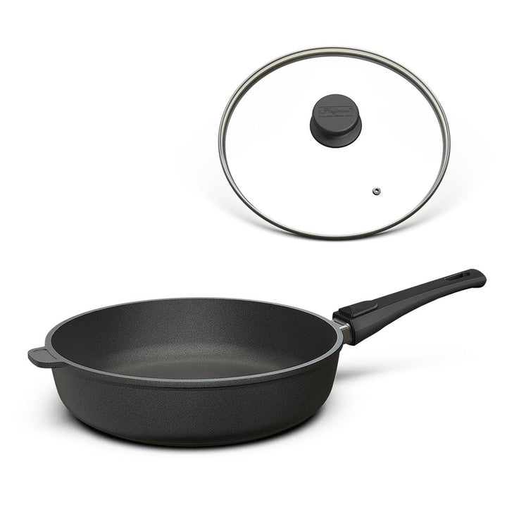 Hoffmann Aluguss Bratpfanne 28 cm Induktion Hoher Rand 7 cm Innenhöhe I Pfanne Induktionsherd I Schm
