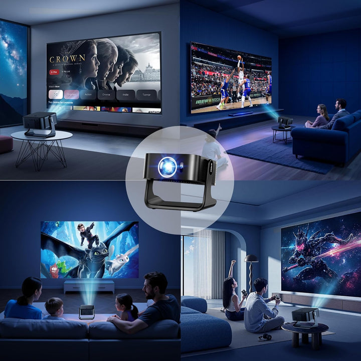 Beamer Kompatibel mit Netflix 2026 Neuer 4K Projektor mit 5G WiFi 6 und Bluetooth 5.4 Tragbarer Beam