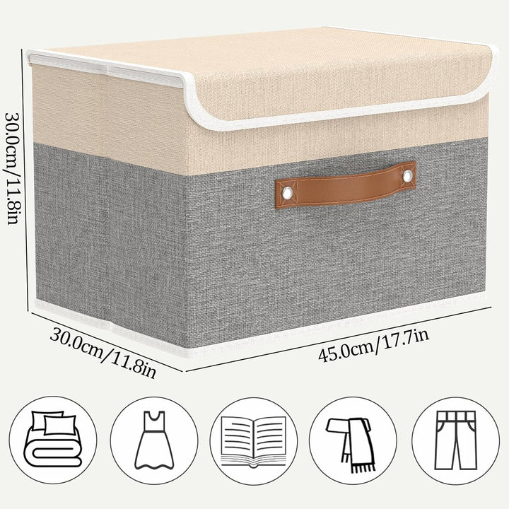 OUTBROS 3 Stück Aufbewahrungsboxen mit Deckel, 45 x 30 x 30 cm, faltbare Stoffboxen, Aufbewahrungskö