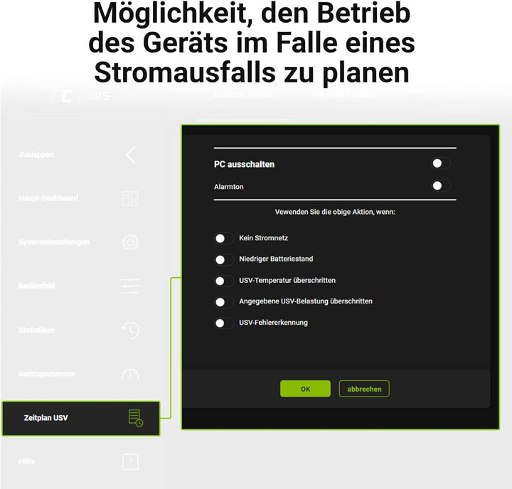 Green Cell® UPS USV Unterbrechungsfreie Stromversorgung 800VA (480W) mit Überspannungsschutz 230V Li