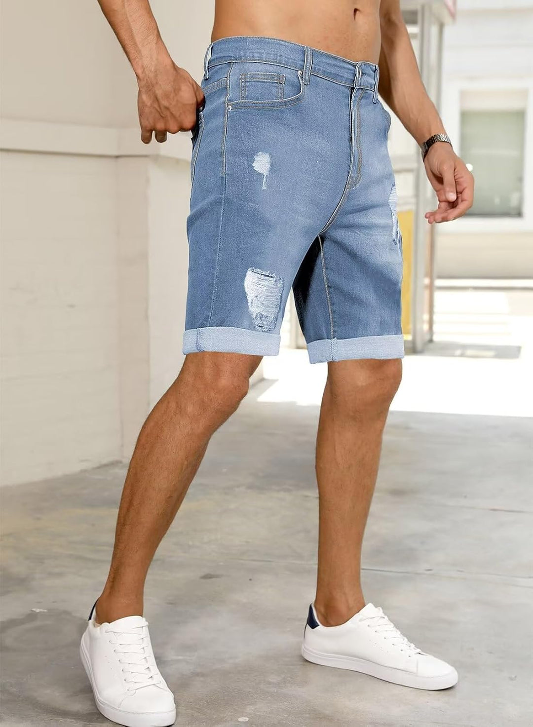 Meilicloth Jeans Shorts Kurze Herren Shorts Sommer Denim Western Casual, B Himmelblau XXS