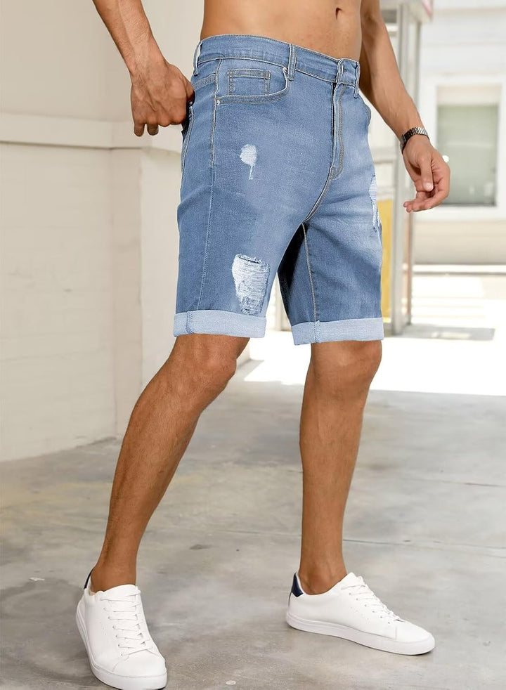 Meilicloth Jeans Shorts Kurze Herren Shorts Sommer Denim Western Casual, B Himmelblau XXS