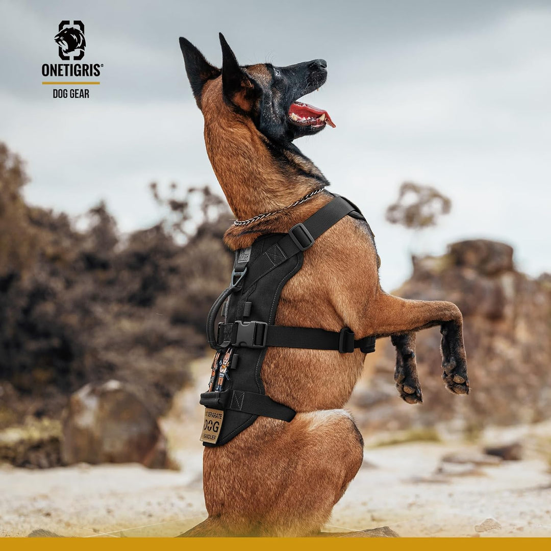 OneTigris Hundegeschirr, T-Bone Taktisches Geschirr mit 2 Griff Ausbruchsicher Einstellbar Brustgesc