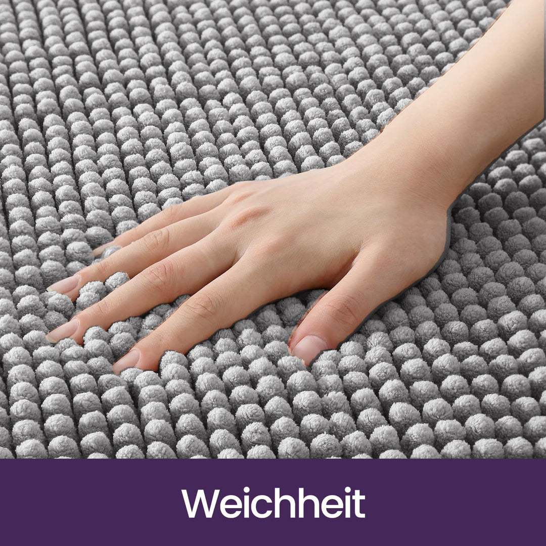 DEXI Badezimmerteppich Set 2 Teilig, weicher Badematte aus Chenille Saugfähig, rutschfest waschbar B