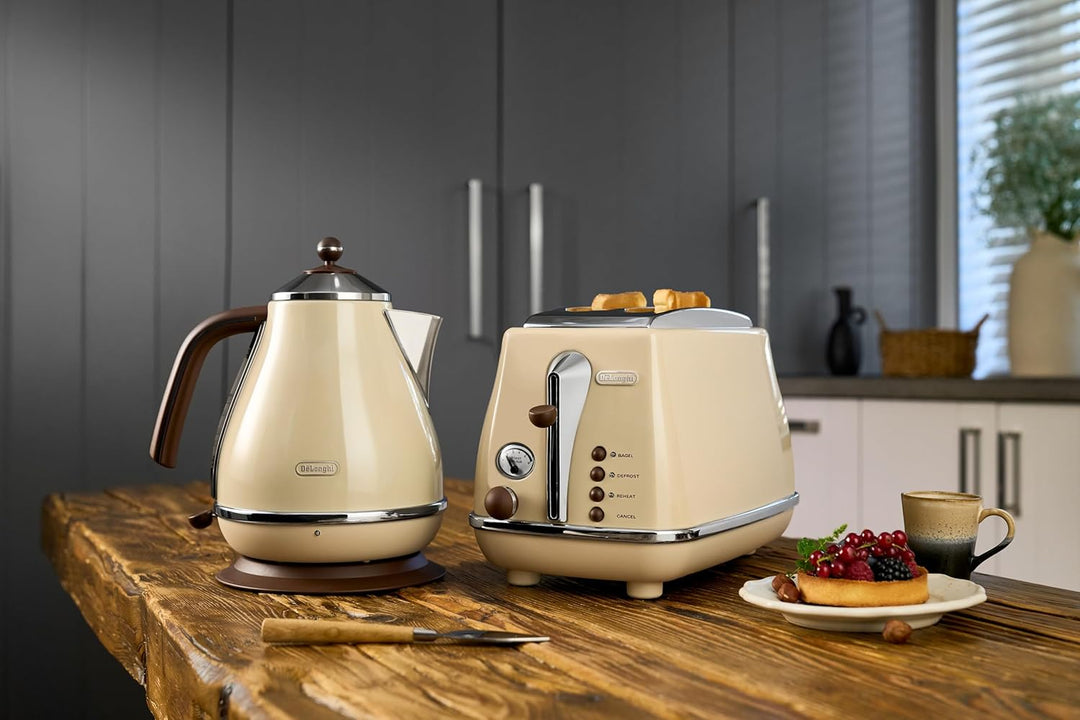 De'Longhi Wasserkocher Icona Vintage KBOV2001.BG - 1,7 l mit Wasserstandsanzeige und 360° Basis, Ede