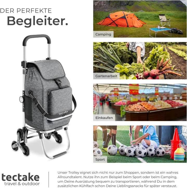 tectake® 3-in-1 Einkaufstrolley Treppensteiger, nutzbar als Umhängetasche, Sackkarre, Rollwagen klap