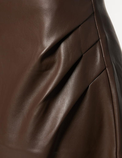 NA-KD Damen Pu Front Slit Skirt Rock 40 Dark Brown, 40 Dark Brown