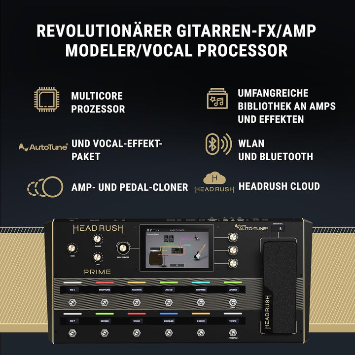 HeadRush Prime - Gitarren & Vocal Multi-Effekt-Pedal, Modelling-Prozessor mit Amp Cloner, Antares Au