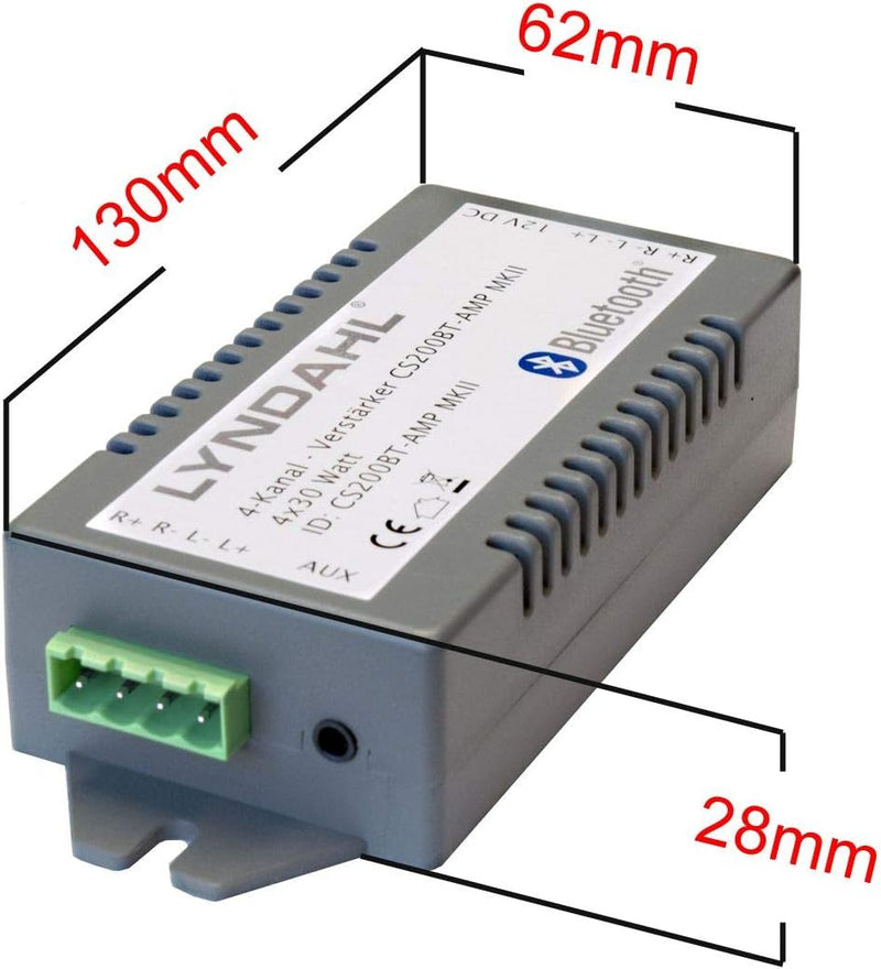 Lyndahl Lautsprecher-Set, Bluetooth Verstärker 4 Kanal CS200BT-AMP und 2-Wege Einbaulautsprecher CS1