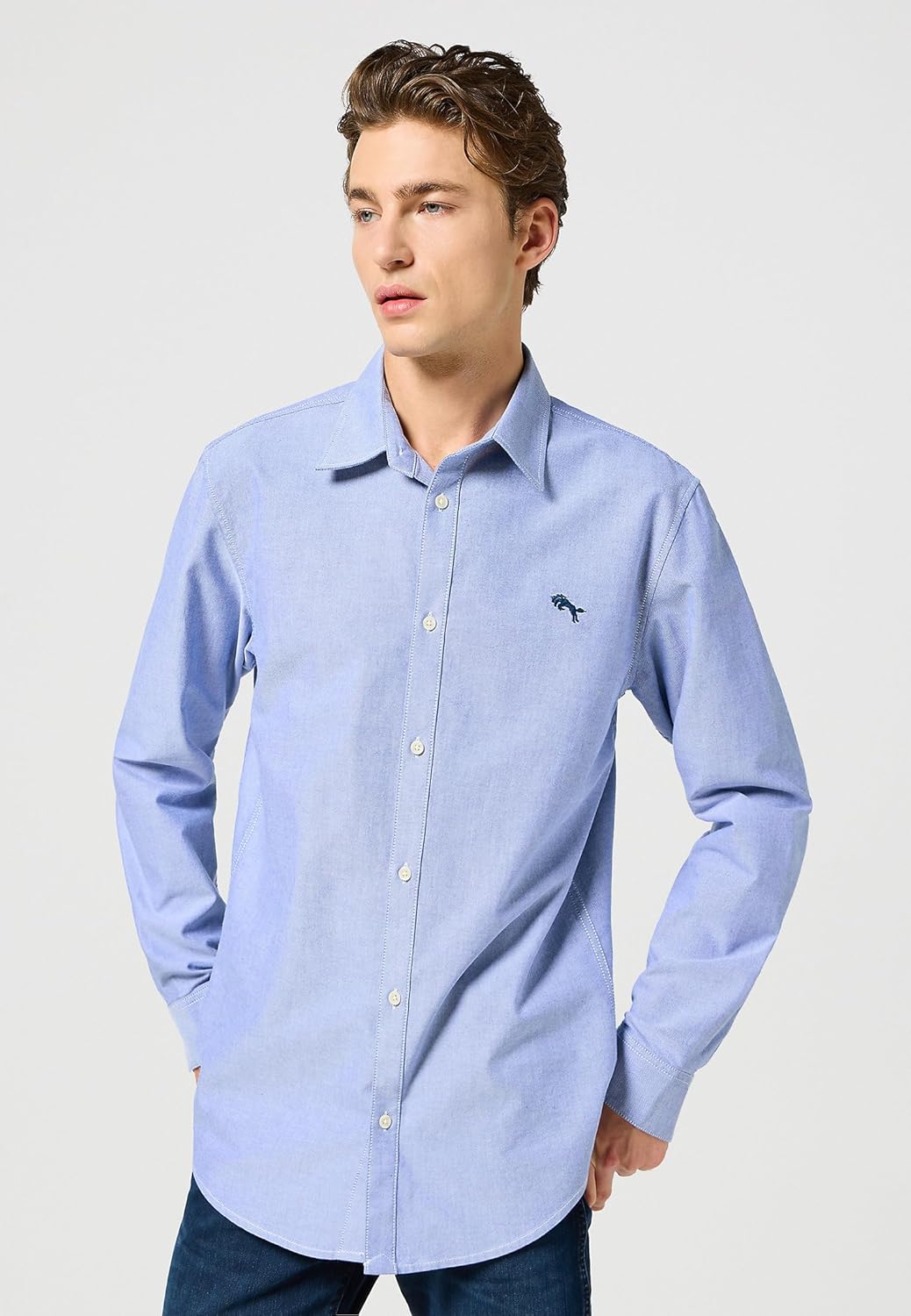 Wrangler Herren Ls 1 Pkt Shirt Shirt S Oxford_blue, S Oxford_blue