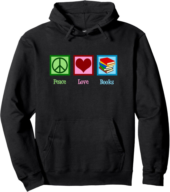 Peace Love Books, niedlicher Bücherwurm, Bibliothek, Buchleser Pullover Hoodie