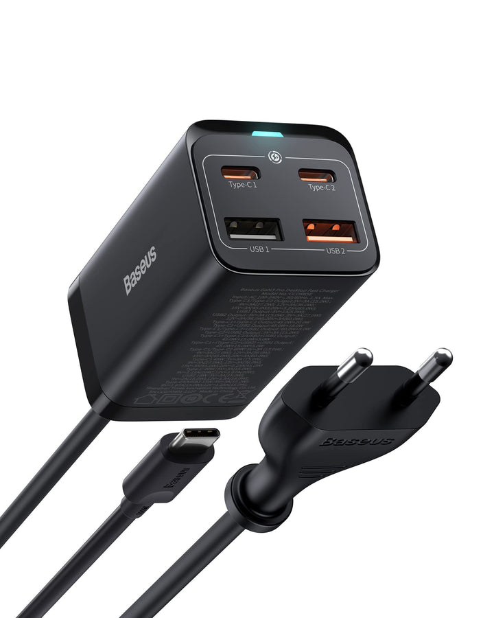 Baseus USB C Ladegerät, 65W USB C Netzteil 4 Ports GaN Charger mit 1.5m AC Kabel und 100W USB C Kabe
