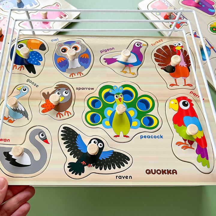 Steckpuzzle Holz ab 1 2 Jahre - 6 Set Spielzeug Puzzle ab 2 3 Jahre - ABC Lernspiele für Kinder - Ge