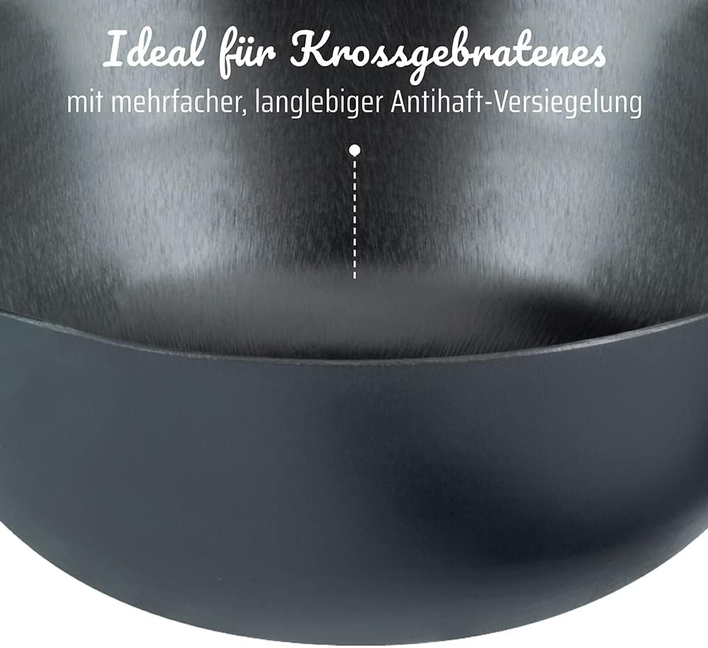 GSW 860956 GUSSEISEN PROFESSIONELL Multifunktionstopf/Wok-Set mit Glasdeckel 32cm / 5-teilig/ca. 6,2