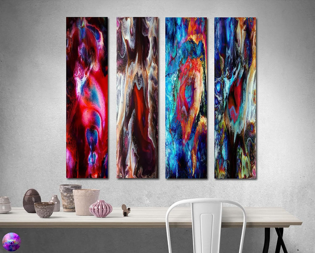 Bild auf Metall - 25 cm x 100 cm Moderne Kunst abstrakt - Kunstdruck auf leuchtend glänzenden Alumin