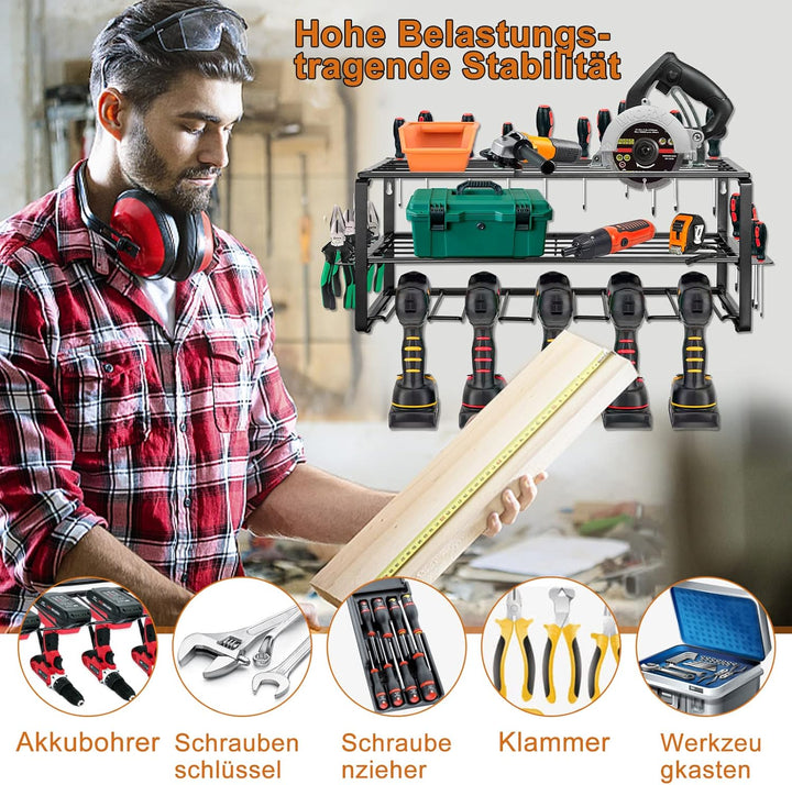 OUUTMEE Wandmontage Stil Werkzeugaufbewahrung für Elektrowerkzeug Bohrer Multifunktionsbohrer Werkze