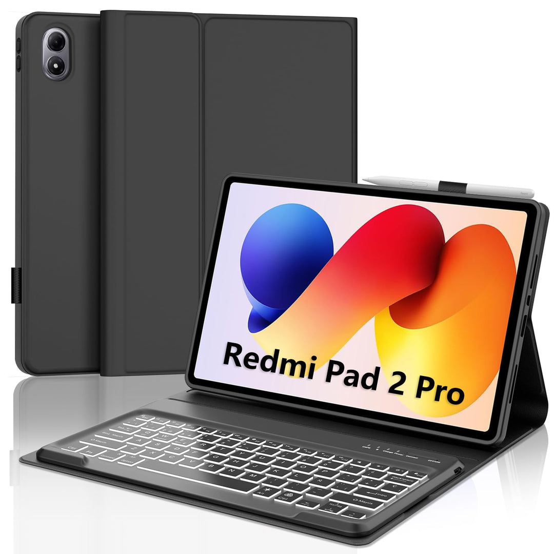 FOGARI Tastatur für Redmi Pad 2 Pro 30,5 cm (12,1 Zoll) 2025, mit spanischer Tastatur, mit Bluetooth