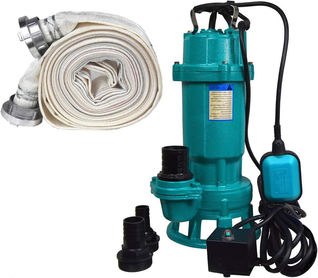 Schmutzwasserpumpe Fäkalienpumpe 30 M Schlauch Storz C Kupplung 1100 W 18000 L/Std Tauchpumpe Abwass