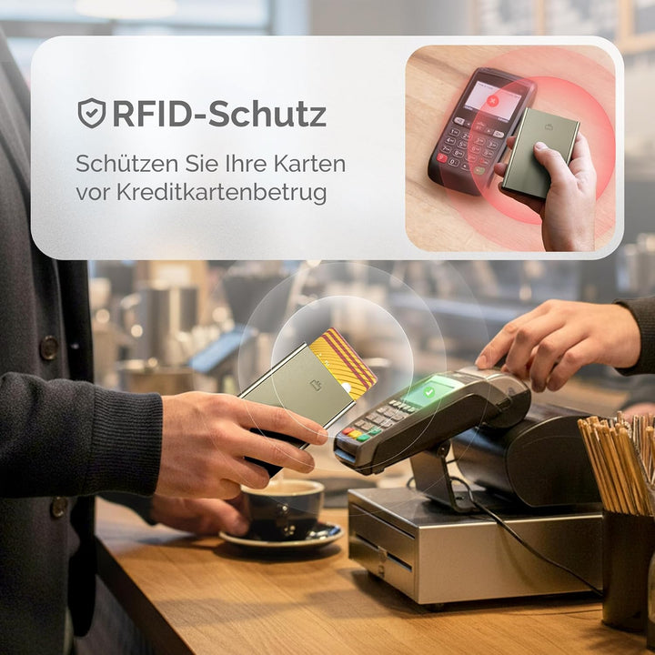 Aluminium Kartenetui von Ögon - RFID-Schutz - Automatische und original geldbörse für Herren &amp; Damen