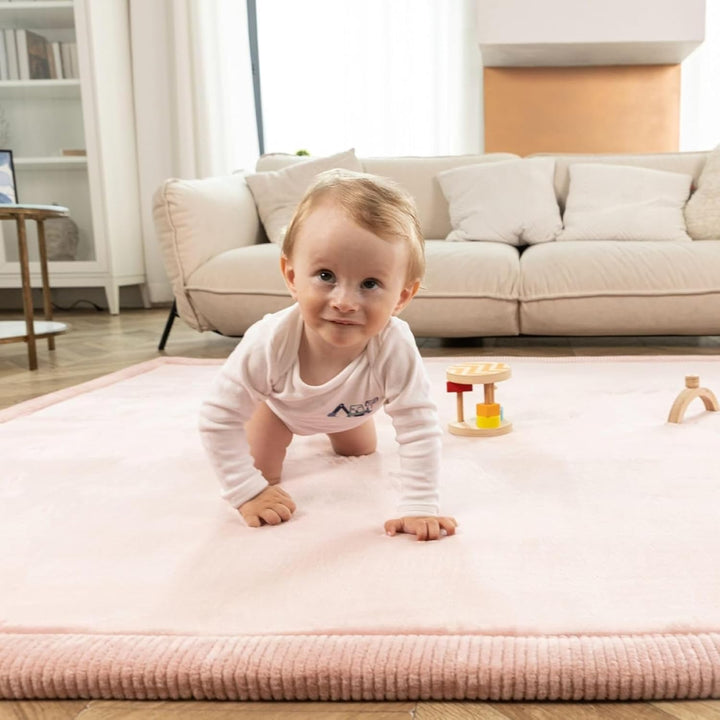 Wolkenweiche Spielmatte Baby 200x150x2,5cm, Rosa – Kinderzimmer Teppich mit hochwertigem Memory-Scha