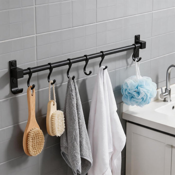 Hakenleiste Küche 40 cm, Aluminium Hängeleiste Küche, Stange für Küchenutensilien mit Beweglichen Ha