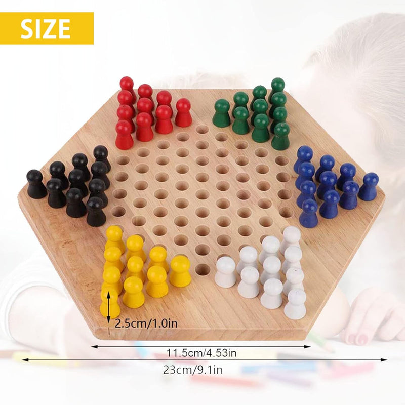 Drfeify Mini Chinese Checkers Brettspiel Kids Classic Halma Colourful Wooden Educaional Brettspiel I