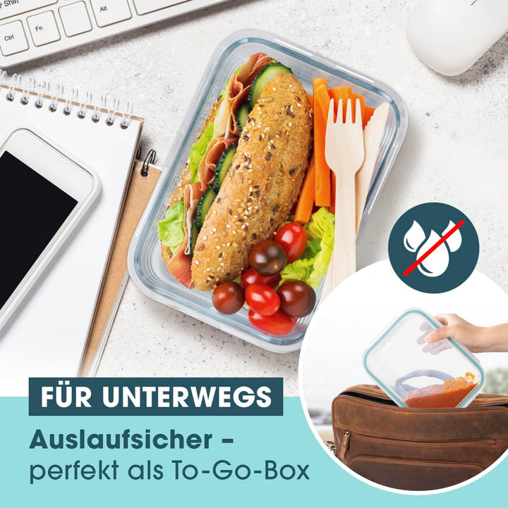 GOURMETmaxx Glas-Frischhaltedosen Klick-It 3 Dosen 1,6 L | Als Brotdose oder für Meal Prep | Spülmas