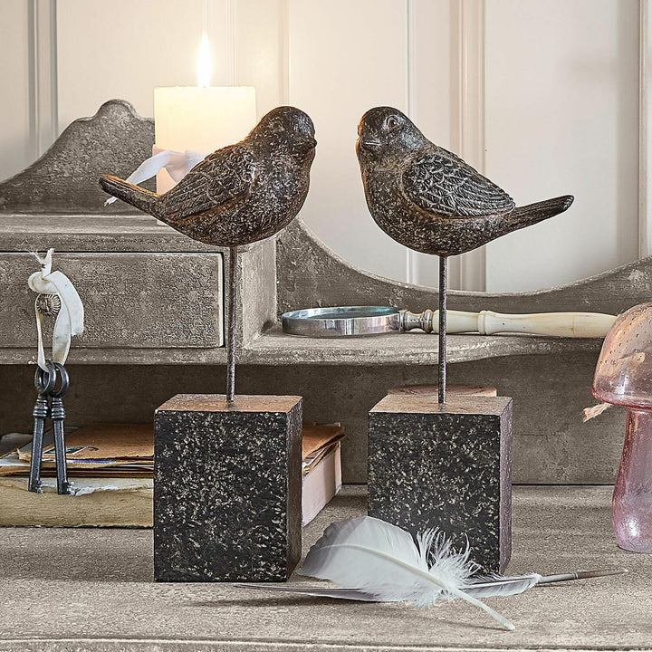 Loberon Deko-Vogel 2er Set Juxivel, antikbraun