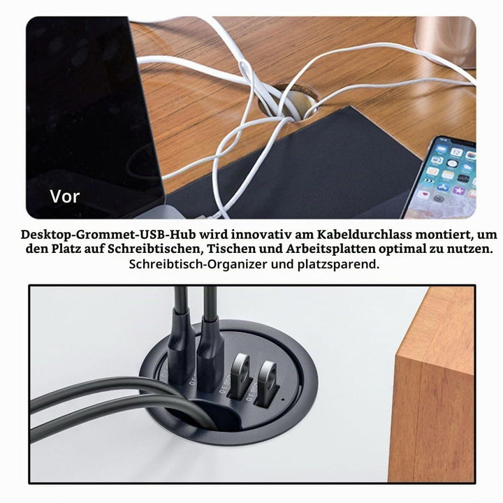 chenyang USB 3.0 Unterputz Desktop Hub,2 USB 3.0 Port/1 USB C Port Hub Tüllenloch 2,36 Zoll (60 mm)