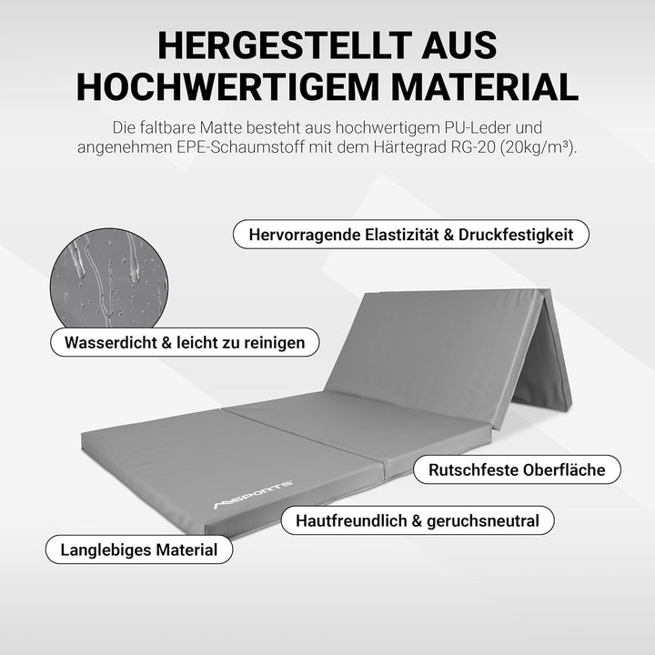 MSPORTS Turnmatte Premium klappbare Weichbodenmatte 190 x 80 x 5 cm Gymnastikmatte faltbare Sportmat